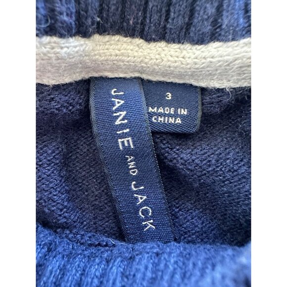 Janie and Jack The Striped Dino Sweater Navy Green Boy's Size 3 - Picture 4 of 6
